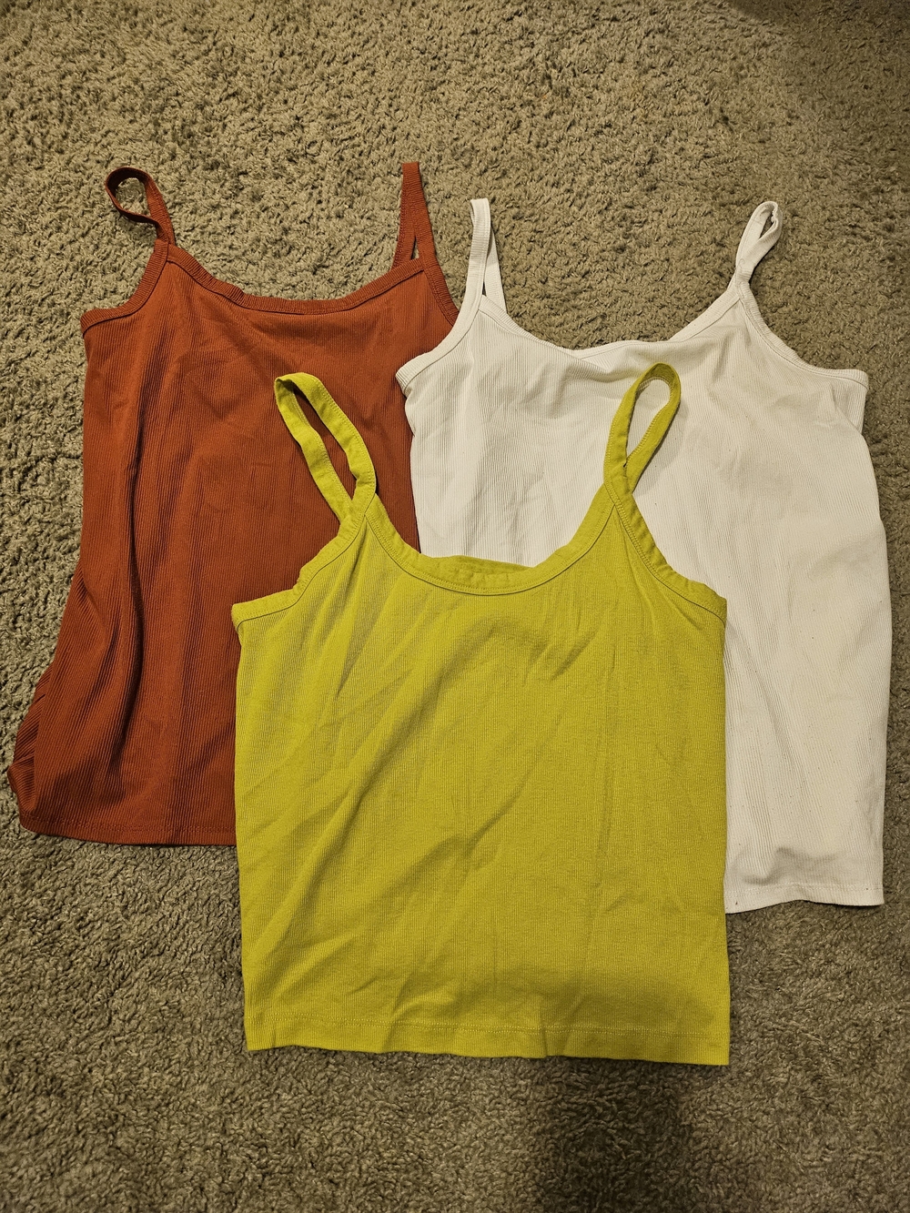 Everyday Women's Spaghetti Strap Tank Top Bunlde Of 3 - Yellow, White, Brick